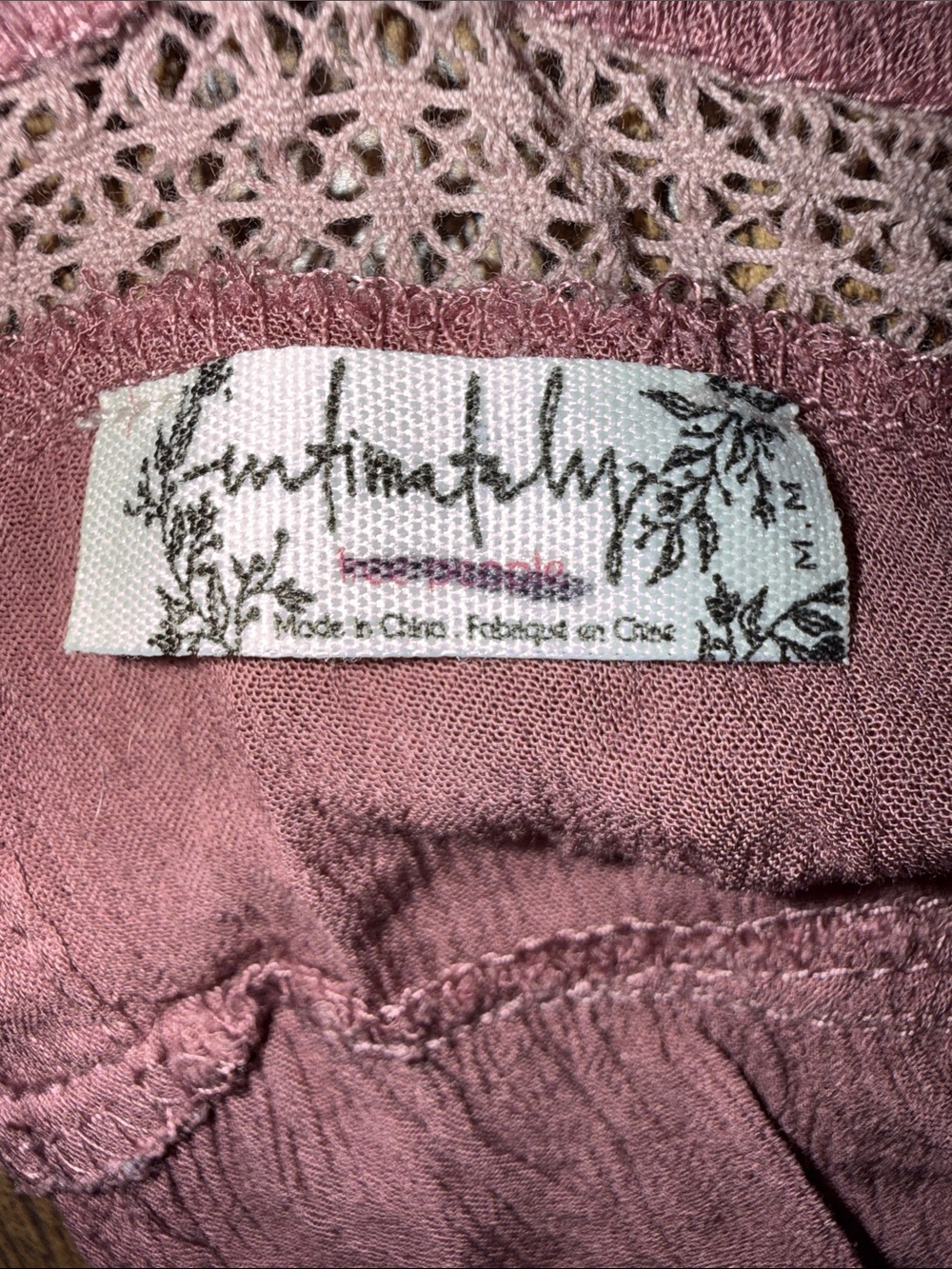 Free People Dusty Pink Lace-Trim Mini Dress - Picture 5 of 9